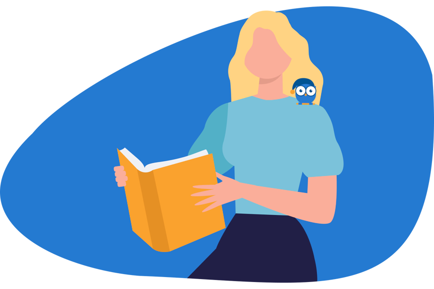woman reading research